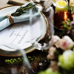 Elegant Restaurant Table Setting Service for Reception with Reserved Card